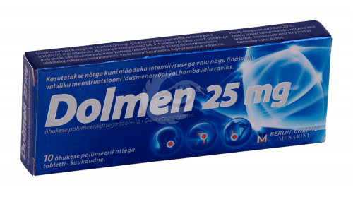 DOLMEN ÕHUKE POLÜMEERKATTEGA TBL 25MG N10