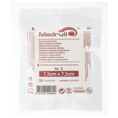 MEDRULL MARLI SALVRÄTID 7,5X7,5CM 8-KIHTI STERIILNE N5
