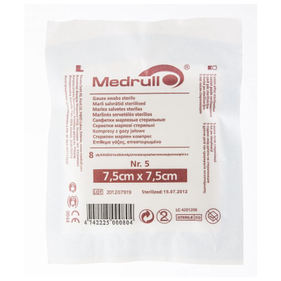 MEDRULL MARLI SALVRÄTID 7,5X7,5CM 8-KIHTI STERIILNE N5