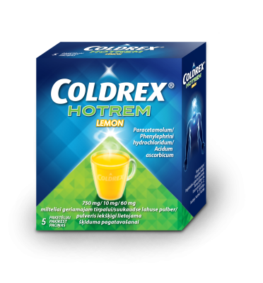 COLDREX HOTREM LEMON SUUKAUDNE LAHUSE PULBER 750MG+10MG+60MG N5
