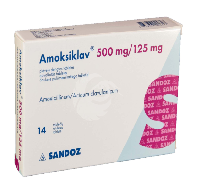 AMOKSIKLAV ÕHUKE POLÜMEERKATTEGA TBL 500MG+125MG N14