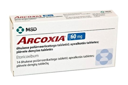ARCOXIA ÕHUKE POLÜMEERKATTEGA TBL 60MG N14