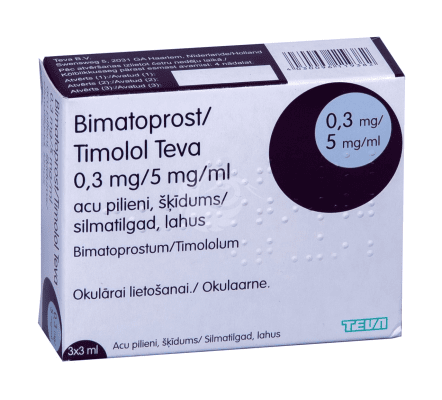BIMATOPROST/TIMOLOL TEVA SILMATILGAD LAHUS 5MG+0.3MG 1ML 3ML N3