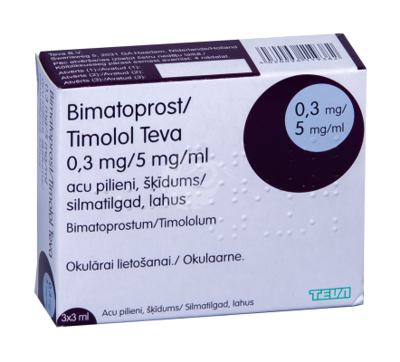 BIMATOPROST/TIMOLOL TEVA SILMATILGAD LAHUS 5MG+0.3MG 1ML 3ML N3