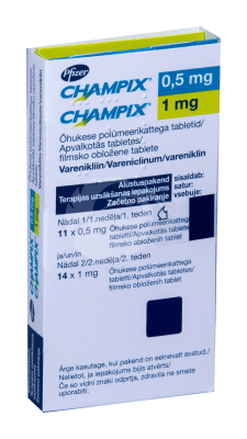 CHAMPIX ÕHUKE POLÜMEERKATTEGA TBL 0.5MG/1MG 11TK / N14