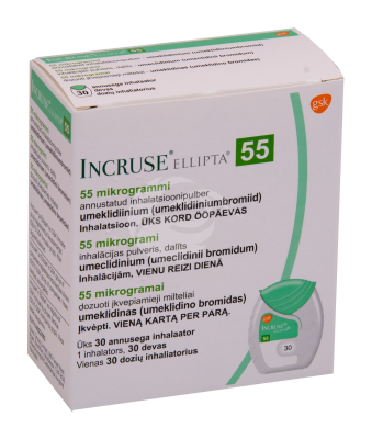 INCRUSE ELLIPTA ANNUSTATUD INHALATSIOONIPULBER PULBER 55MCG 1ANNUST 30ANNUST N1