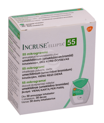 INCRUSE ELLIPTA ANNUSTATUD INHALATSIOONIPULBER PULBER 55MCG 1ANNUST 30ANNUST N1