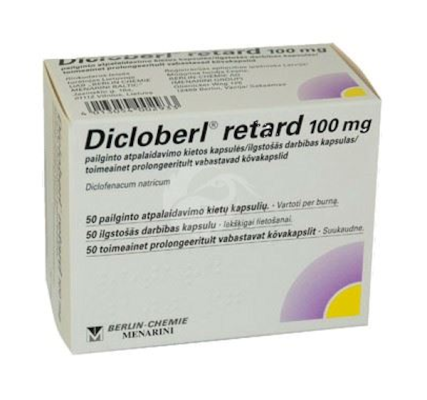 DICLOBERL RETARD TOIMEAINET PROLONGEERITULT VABASTAV KÕVAKAPSEL 100MG N50