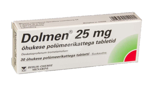 DOLMEN ÕHUKE POLÜMEERKATTEGA TBL 25MG N30