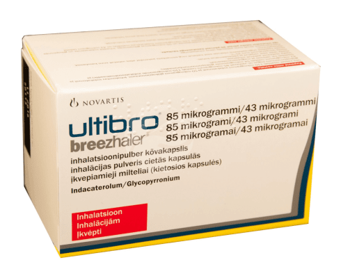 ULTIBRO BREEZHALER INHALATSIOONI PULBER KÕVAKAPSEL 85MCG+43MCG 1ANNUST N30, INHALAATOR 1 TK