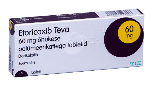 ETORICOXIB TEVA ÕHUKE POLÜMEERKATTEGA TBL 60MG N14