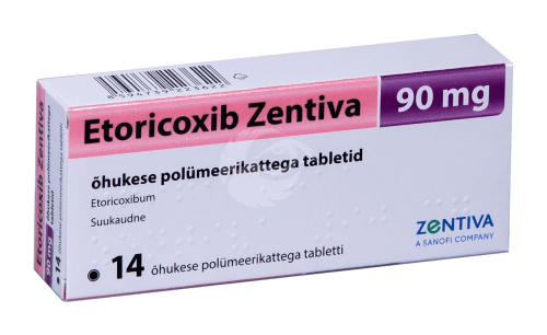ETORICOXIB ZENTIVA 90 MG ÕHUKE POLÜMEERKATTEGA TBL 90MG N14