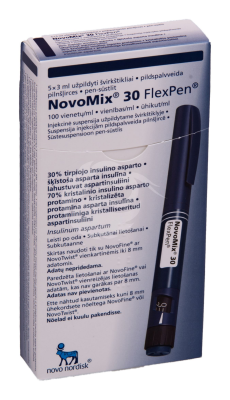NOVOMIX 30 FLEXPEN SÜSTESUSPENSOON PEN-SÜSTLIS 100ÜHIK 1ML 3ML N5