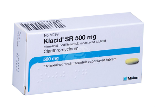 KLACID SR 500 MG TOIMEAINET MODIFITSEERITULT VABASTAV TBL 500MG N7