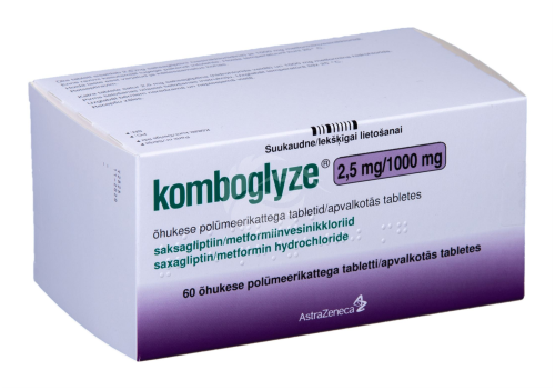 KOMBOGLYZE ÕHUKE POLÜMEERKATTEGA TBL 1000MG+2.5MG N60