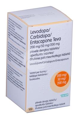 LEVODOPA/CARBIDOPA/ENTACAPONE TEVA ÕHUKE POLÜMEERKATTEGA TBL 200MG+50MG+200MG N100