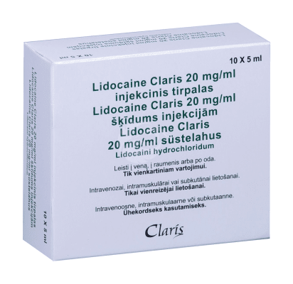 LIDOCAINE CLARIS 20mg/ml INJ 5 ML N10