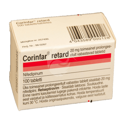 CORINFAR RETARD TOIMEAINET PROLONGEERITULT VABASTAV TBL 20MG N100