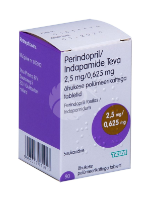 PERINDOPRIL/INDAPAMIDE TEVA ÕHUKE POLÜMEERKATTEGA TBL 2.5MG+0.625MG N90