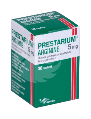 PRESTARIUM ARGININE 5MG ÕHUKE POLÜMEERKATTEGA TBL 5MG N30