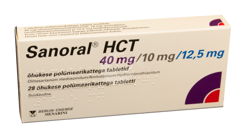 SANORAL HCT ÕHUKE POLÜMEERKATTEGA TBL 40MG+10MG+12.5MG N28