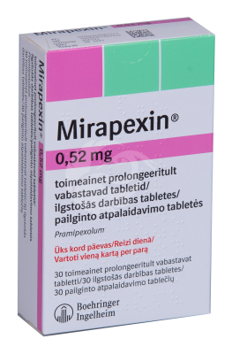 MIRAPEXIN TOIMEAINET PROLONGEERITULT VABASTAV TBL 0.52MG N30