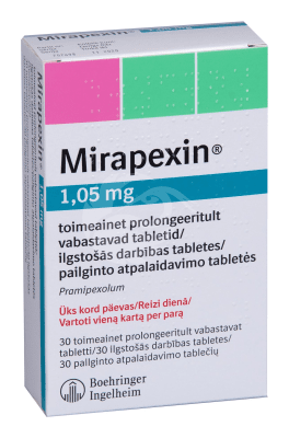 MIRAPEXIN TOIMEAINET PROLONGEERITULT VABASTAV TBL 1.05MG N30