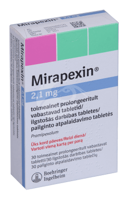 MIRAPEXIN TOIMEAINET PROLONGEERITULT VABASTAV TBL 2.1MG N30