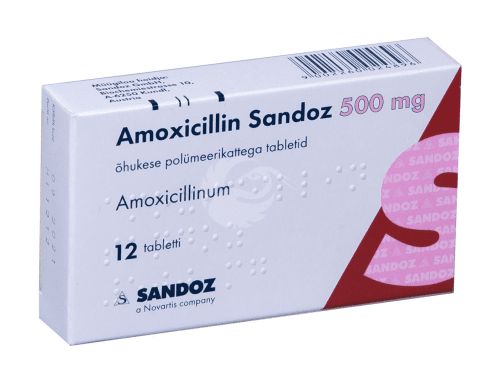 AMOXICILLIN SANDOZ ÕHUKE POLÜMEERKATTEGA TBL 500MG N12