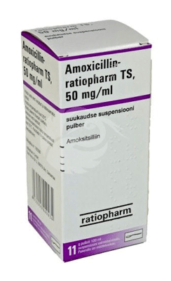 AMOXICILLIN-RATIOPHARM TS SUUKAUDNE SUSPENSIOON ENSOONI PULBER 50MG 1ML 100ML N1