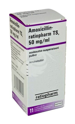AMOXICILLIN-RATIOPHARM TS SUUKAUDNE SUSPENSIOON ENSOONI PULBER 50MG 1ML 100ML N1