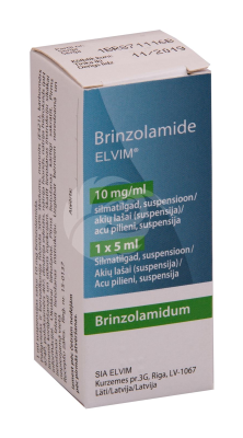 BRINZOLAMIDE ELVIM SILMATILGAD SUSPENSIOON 10MG 1ML 5ML N1