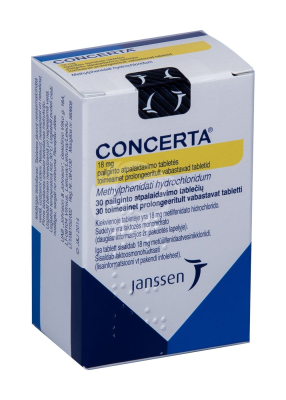 CONCERTA TOIMEAINET PROLONGEERITULT VABASTAV TBL 18MG N30
