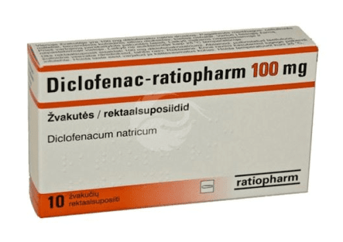 DICLOFENAC-RATIOPHARM 100 MG REKTAALSUPOSIIT 100MG N10
