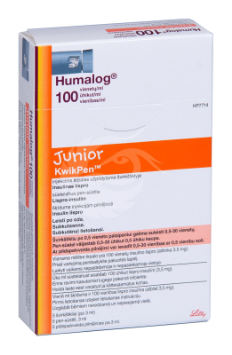 HUMALOG JUNIOR KWIKPEN SÜSTELAHUS PEN-SÜSTLIS 100ÜHIK 1ML 3ML N5