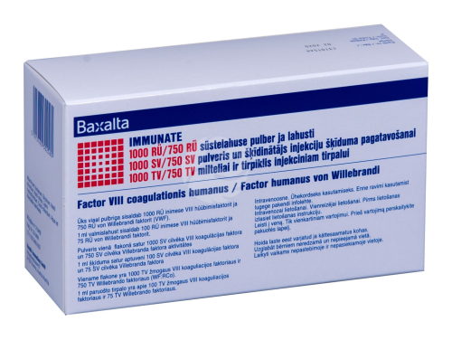 IMMUNATE 1000 RÜ/750 RÜ SÜSTELAHUSE PULBER JA LAHUSTI 750RÜ+1000RÜ N1, LAHUSTI 10 ML