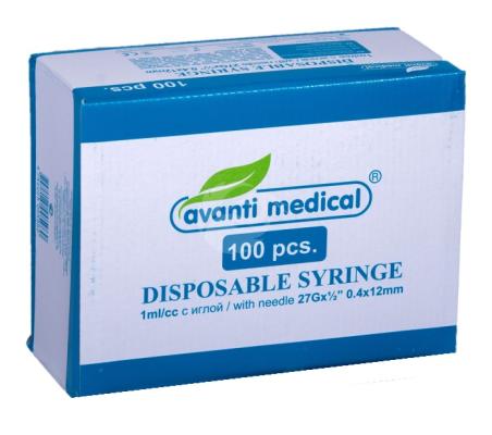 INSULIINISÜSTAL 1ML + NÕEL 0,40X12 AVANTI MEDICAL N100