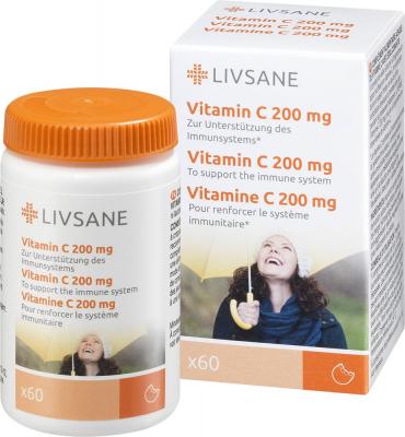LIVSANE VITAMIIN C NÄRIMISTBL 200MG APELSINI N60