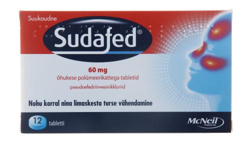 SUDAFED ÕHUKE POLÜMEERKATTEGA TBL 60MG N12