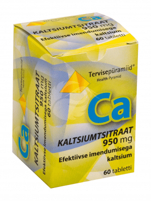 TERVISEPÜRAMIID KALTSIUMTSITRAAT TBL 950MG N60