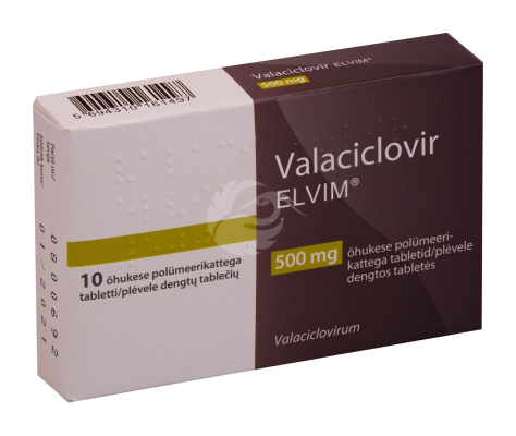 VALACICLOVIR ELVIM ÕHUKE POLÜMEERKATTEGA TBL 500MG N10