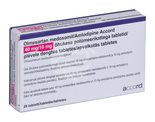 OLMESARTAN MEDOXOMIL/AMLODIPINE ACCORD ÕHUKE POLÜMEERKATTEGA TBL 40MG+10MG N28