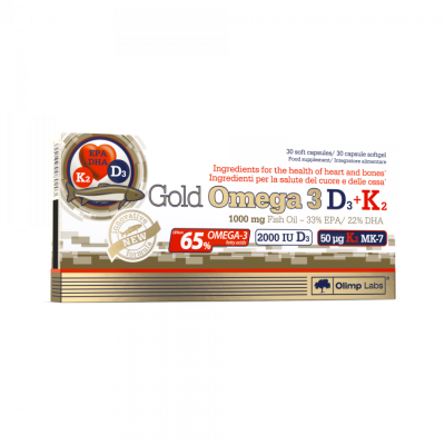 OLIMPLABS GOLD OMEGA-3+D3+K2 KAPSLID N30