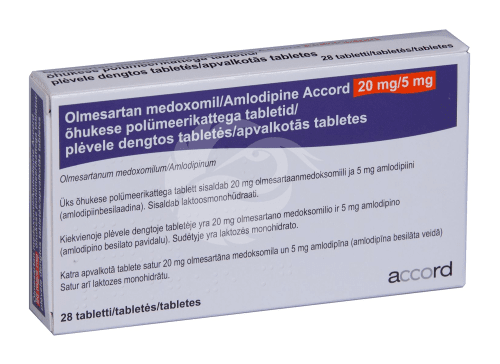OLMESARTAN MEDOXOMIL/AMLODIPINE ACCORD ÕHUKE POLÜMEERKATTEGA TBL 20MG+5MG N28