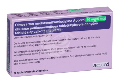 OLMESARTAN MEDOXOMIL/AMLODIPINE ACCORD ÕHUKE POLÜMEERKATTEGA TBL 40MG+5MG N28