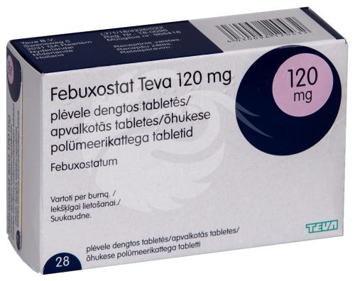 FEBUXOSTAT TEVA ÕHUKE POLÜMEERKATTEGA TBL 120MG N28