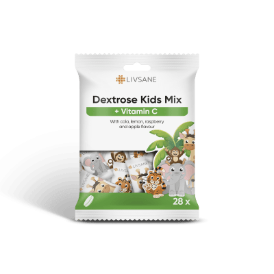 LIVSANE GLÜKOOSI NÄRIMISTABLETID MIX VITAMIIN C-GA LASTELE N28