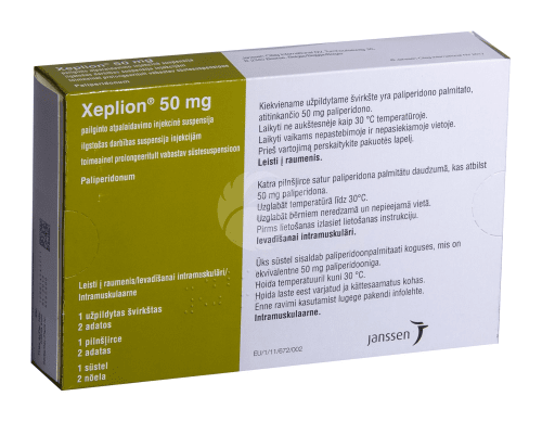 XEPLION TOIMEAINET PROLONGEERITULT VABASTAV SÜSTESUSPENSOON 50MG N1