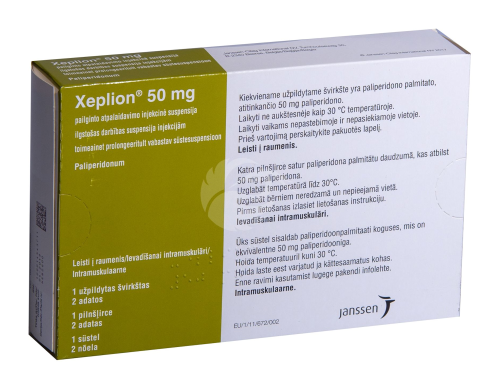 XEPLION TOIMEAINET PROLONGEERITULT VABASTAV SÜSTESUSPENSOON 50MG N1