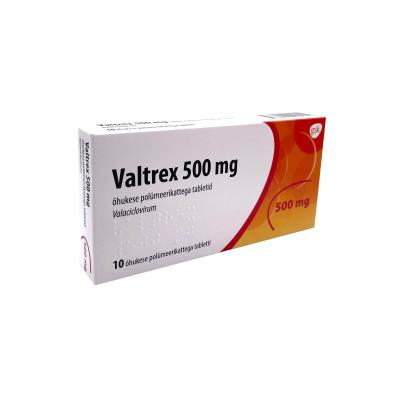VALTREX ÕHUKE POLÜMEERKATTEGA TBL 500MG N10, (TML)